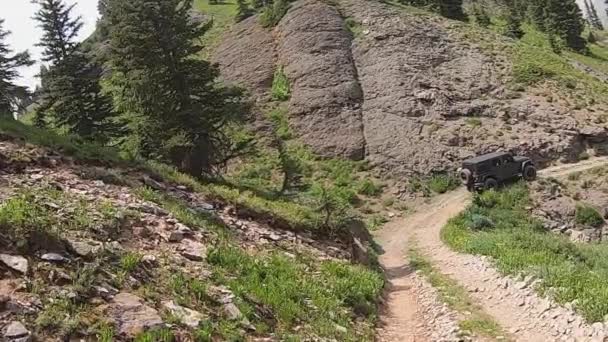 Pov Při Jízdě Džípu Sidney Loop Trail Řez Úbočí Hory — Stock video