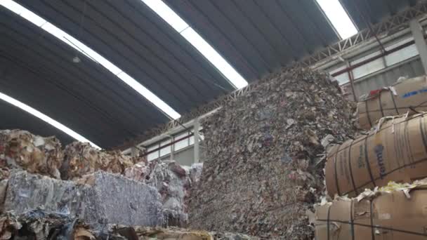 Velké Množství Recyklovaného Papíru Továrně — Stock video