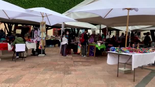 Timelapse Street Market Queretaro Covid — Stock Video