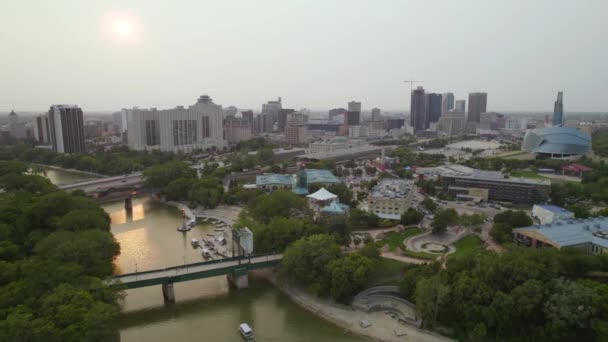 Winnipeg Canada Skyline Evening — Stock Video