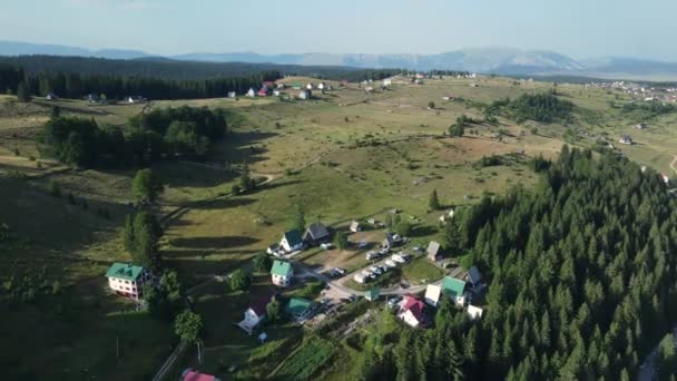 Aerial View Village Durmitor Mountain National Park Montenegro Sunny Summer — Stock Video