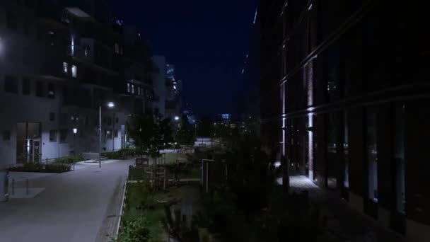 Lindholmshamnen Nieuw Ontwikkelde Condominium Buurt Lindholmen Göteborg Zweden Tijdens Nacht — Stockvideo