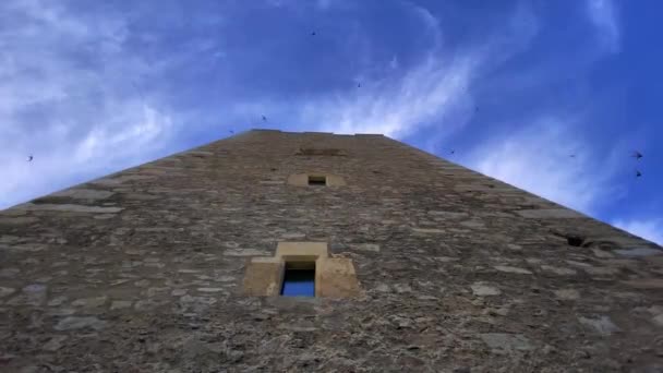 Bir Kalenin Kulesi Şato Sviçre Nin Valais Kantonunda Leuk Yer — Stok video