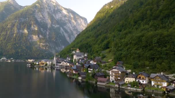 Belle Vue Célèbre Village Autrichien Hallstatt Autriche Cours Des Dernières — Video