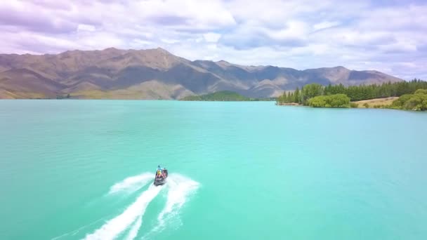 Aerial Epic Shot Jet Ski Racing Crystal Clear Water Adult — Stock Video