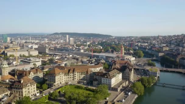 Шот Дрона Цюриха Швейцария Летнее Время — стоковое видео