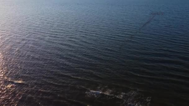 美しい日黄金の時間バージニアビーチでの最初の着陸の空中ドローン映画の映像 — ストック動画