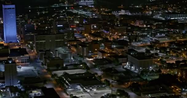 Omaha Nebraska Aerial Panoramiczny Okrągły Wieczorny Strzał Pan Rejestrujący Oświetlony — Wideo stockowe