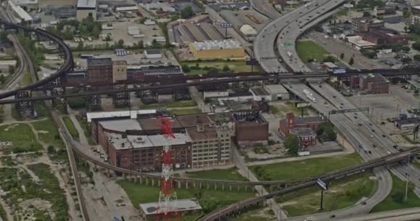 Louis Missouri Aerial Panoramique Droite Révèle Stade Busch Autoroute Liaison — Video