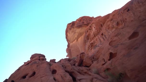 Red Sandstone Rock Σχηματισμοί Στην Κοιλάδα Του Fire State Park — Αρχείο Βίντεο