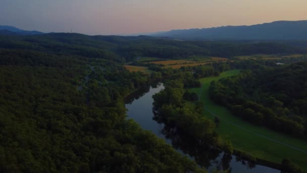 Amazing Aerial Drone Filmische Beelden Van Shenandoah River Valley Gouden — Stockvideo