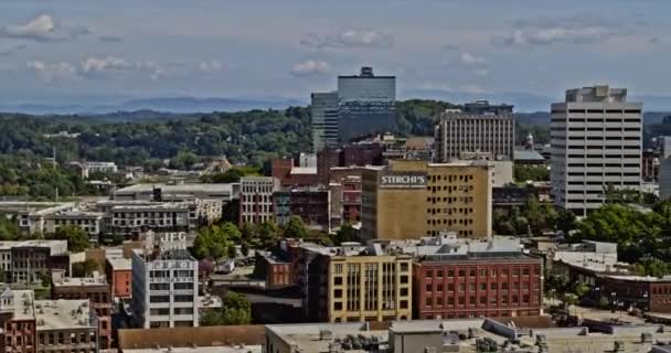 Knoxville Tennessee Aerial Låg Höjd Drönare Svävar Centrum Affärsdistrikt Med — Stockvideo