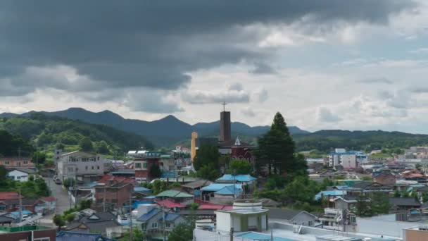 Clouded Sky Townscape Geumsan County South Chungcheong Province South Korea — Stock Video