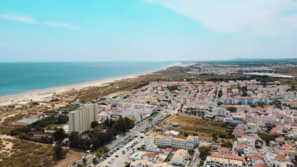 Vue Aérienne Ville Altura Sur Côte Sud Portugal Descente Drone — Video