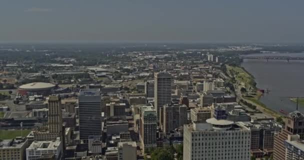 Memphis Tennessee Aerial V13 Τραβήξτε Έξω Πυροβόλησε Κοιτάζοντας Νότια Πλευρά — Αρχείο Βίντεο