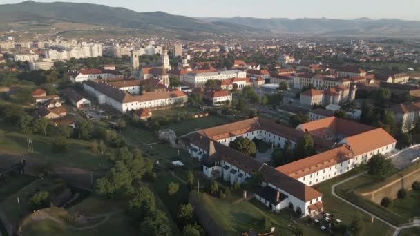 Alba Carolina Citadel Vista Drone Revelando Layout Fortaleza Alba Iulia — Vídeo de Stock