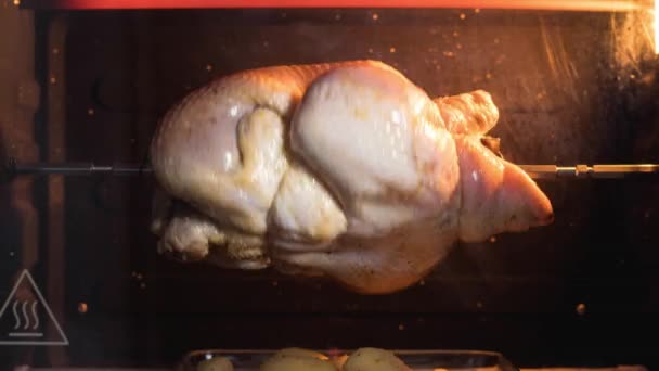 Frango Assado Cuspo Forno Grelhado Close Frango Assado Timelapse — Vídeo de Stock