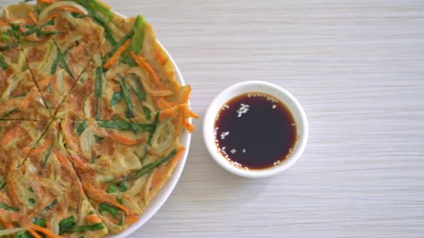 Pajeon Nebo Korejské Palačinky Nebo Korejská Pizza Asijské Jídlo Styl — Stock video