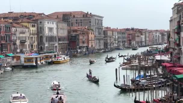 Canal Grande Von Venedig Gondeln Und Boote Segeln Blick Von — Stockvideo