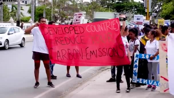 Las Personas Que Reúnen Marchan Sostienen Los Países Desarrollados Reducen — Vídeos de Stock