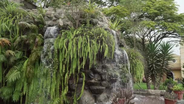 Fotografia Estática Uma Cachoeira Jardim Virgen Puerta Pachacamac Lima Peru — Vídeo de Stock