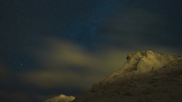 Fantastisk Time Lapse Rörlig Stjärna Spår Och Mjölkaktigt Sätt Blå — Stockvideo