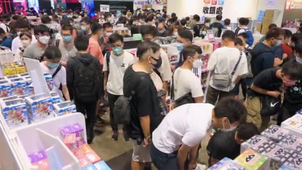 Visitatori Acquistano Merce Durante Evento Fieristico Anicom Games Acghk Hong — Video Stock
