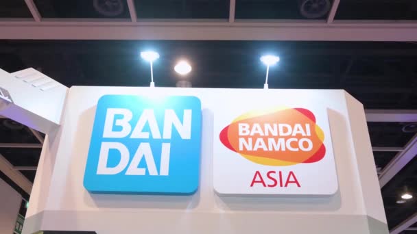 Fabricante Juguetes Multinacional Japonés Editor Videojuegos Stand Bandai Durante Evento — Vídeos de Stock