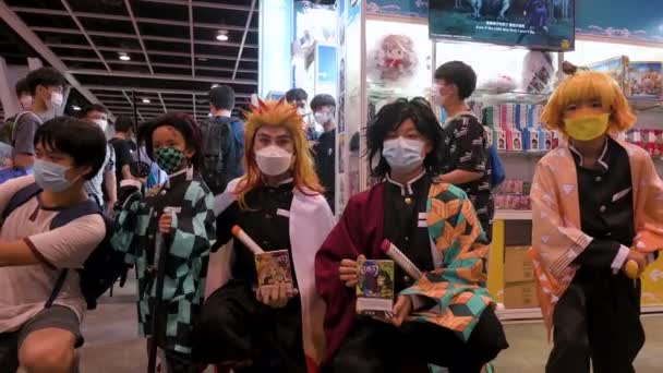 Youg Participants Dressed Cosplayers Seen Anicom Games Acghk Exhibition Event — Stock Video