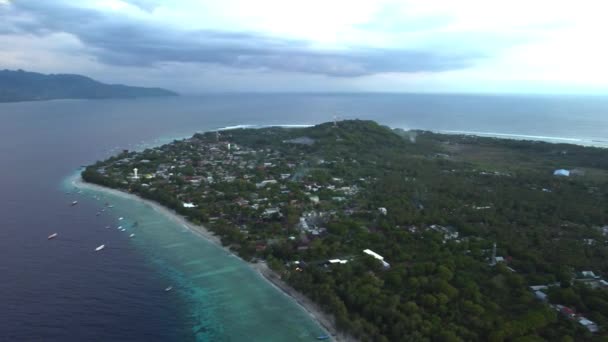 Imágenes Panorámicas Aéreas Las Islas Gili Bali Indonesia Paraíso Océano — Vídeos de Stock