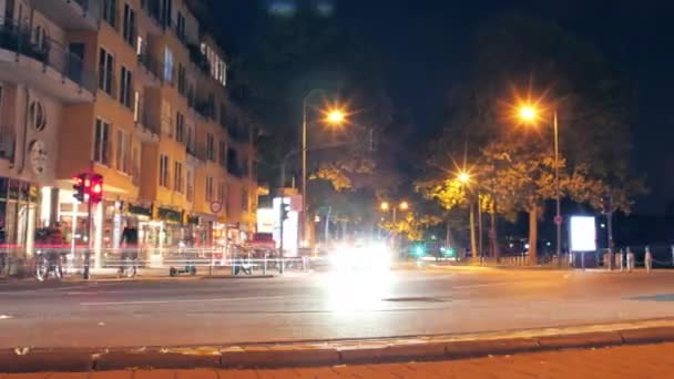 Lång Exponering Timelapse Gata Med Bilar Och Lätta Stroke Köln — Stockvideo