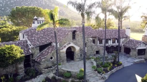 Drone Che Sorvola Castello Mount Woodson Colpo Aereo Una Giornata — Video Stock