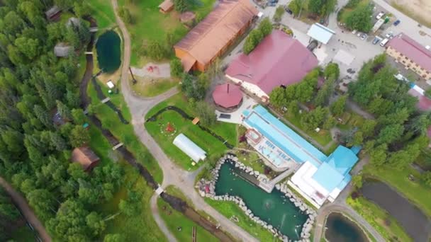 Drone Video Piscinas Aguas Termales Chena Hot Springs Resort Cerca — Vídeo de stock