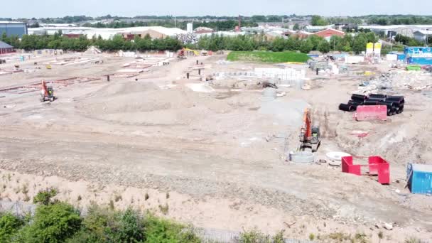 Regno Unito Città Alloggio Sviluppo Lavoro Fondazione Cantiere Vista Aerea — Video Stock