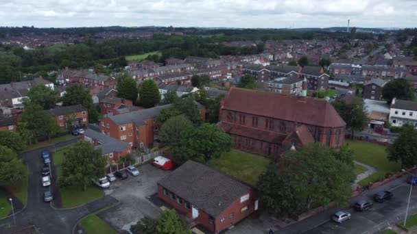 Suburban Neighbourhood Residentiële Britse Woningen Landgoed Woningen Vanuit Lucht Uitzicht — Stockvideo