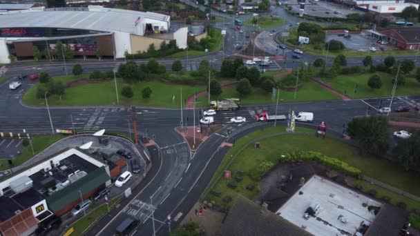 Vista Aerea Sopra Occupato Britannico Shopping Dettaglio Parcheggio Negozio Negozi — Video Stock