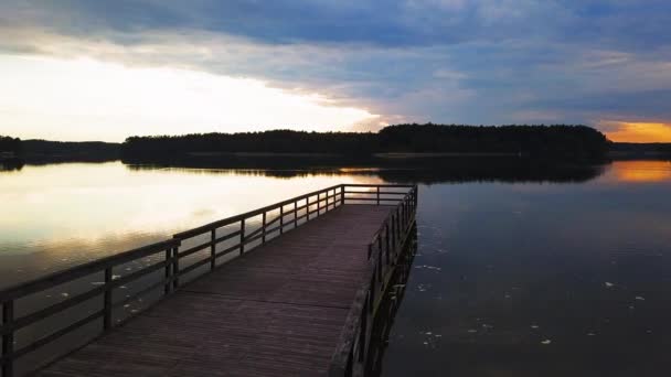 Jezioro Wdzydze Kaszuba Polska Powolny Strzał Powietrza Zachodzie Słońca — Wideo stockowe