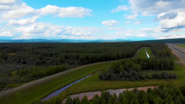 Drone Video Tanana River Levee Och Chena River Nära Fort — Stockvideo