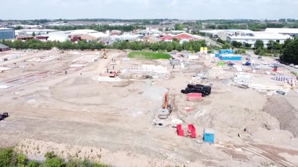 Město Bydlení Development Working Foundation Construction Site Anerial View Slow — Stock video