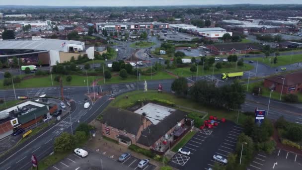 Aerial View Busy British Town Shopping Retail Car Park Store — Stock Video