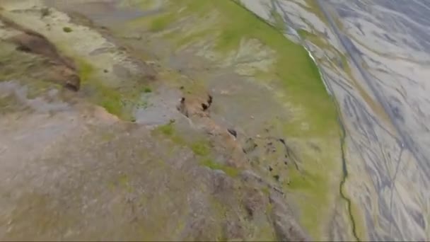 Fpv Drone Dives Cliff Steap Mountain Iceland Wingsuit — Stock Video