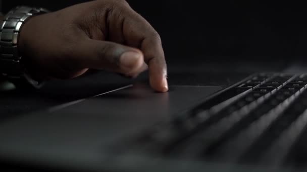 One Hand Working Touchpad Macbook — Stock Video
