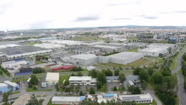 Grande Zone Industrielle Stockage Entrepôt Pilsen Tchéquie Tir Drone — Video