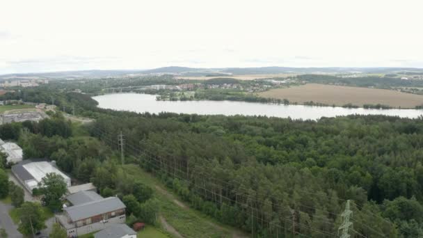 Groot Waterreservoir Esk Dol Bij Pilsen Tsjechie Drone Schot — Stockvideo