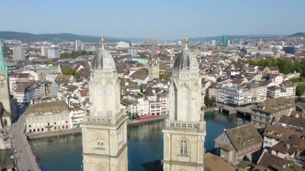 Воздушный Вид Храм Святого Петра Цюрихе Швейцария — стоковое видео