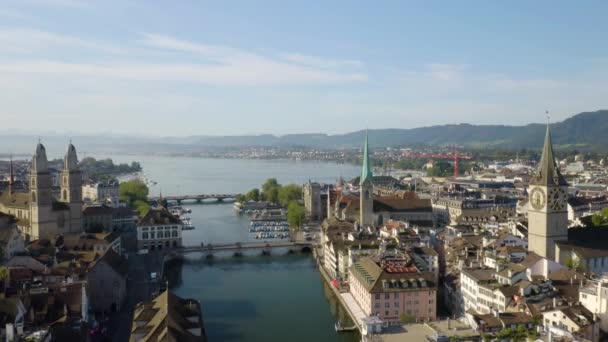 Centro Zurich Suiza Tarde Verano Pedestal Arriba — Vídeos de Stock