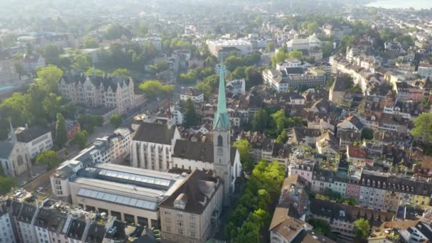 Aerial Circling Shot Predigerkirche Church Una Delle Quattro Chiese Principali — Video Stock
