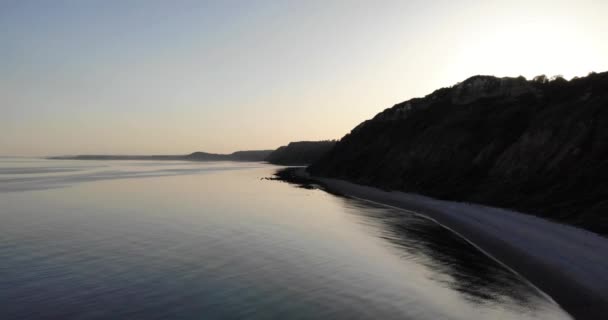 Calmo Tranquilo Sunset Waters Littlecombe Shoot Beach Pedestal Aéreo Lento — Vídeo de Stock