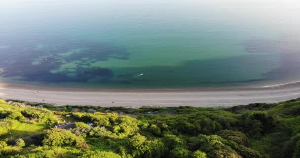 Vue Aérienne Bas Littlecombe Shoot Beach Coastline Cliff Dolly Right — Video