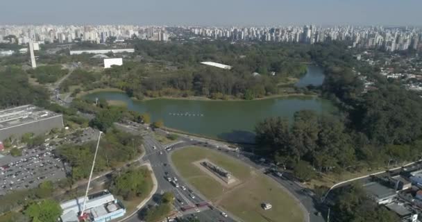 Fps Drone Shot Ibirapuera Park Parque Ibirapuera Paulo Brazil — стокове відео